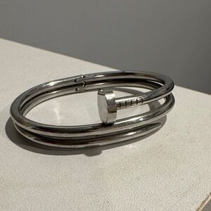 Silver-Tone Nail Cuff Bracelet